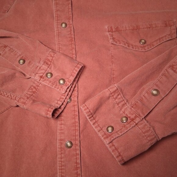 Vintage GAP Shirt Men XXL Salmon Pink Corduroy Western Wear Snap Up Long Sleeve - Picture 10 of 16